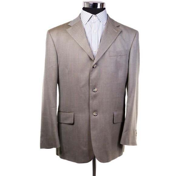 Vintage Designer Oscar De La Renta Men's Silk Wool Suit Jacket Blazer 43R - Picture 2 of 12